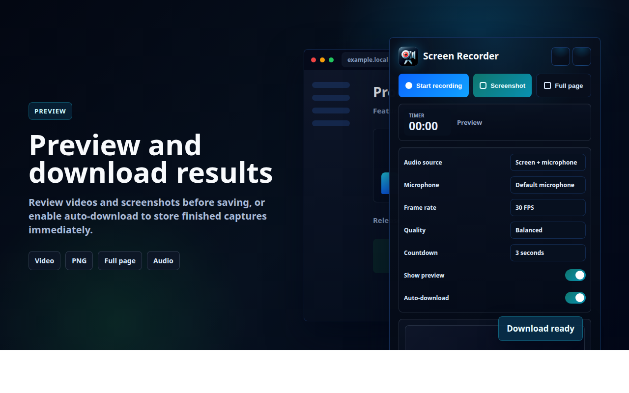 Previzualizare și descărcare Screen Recorder