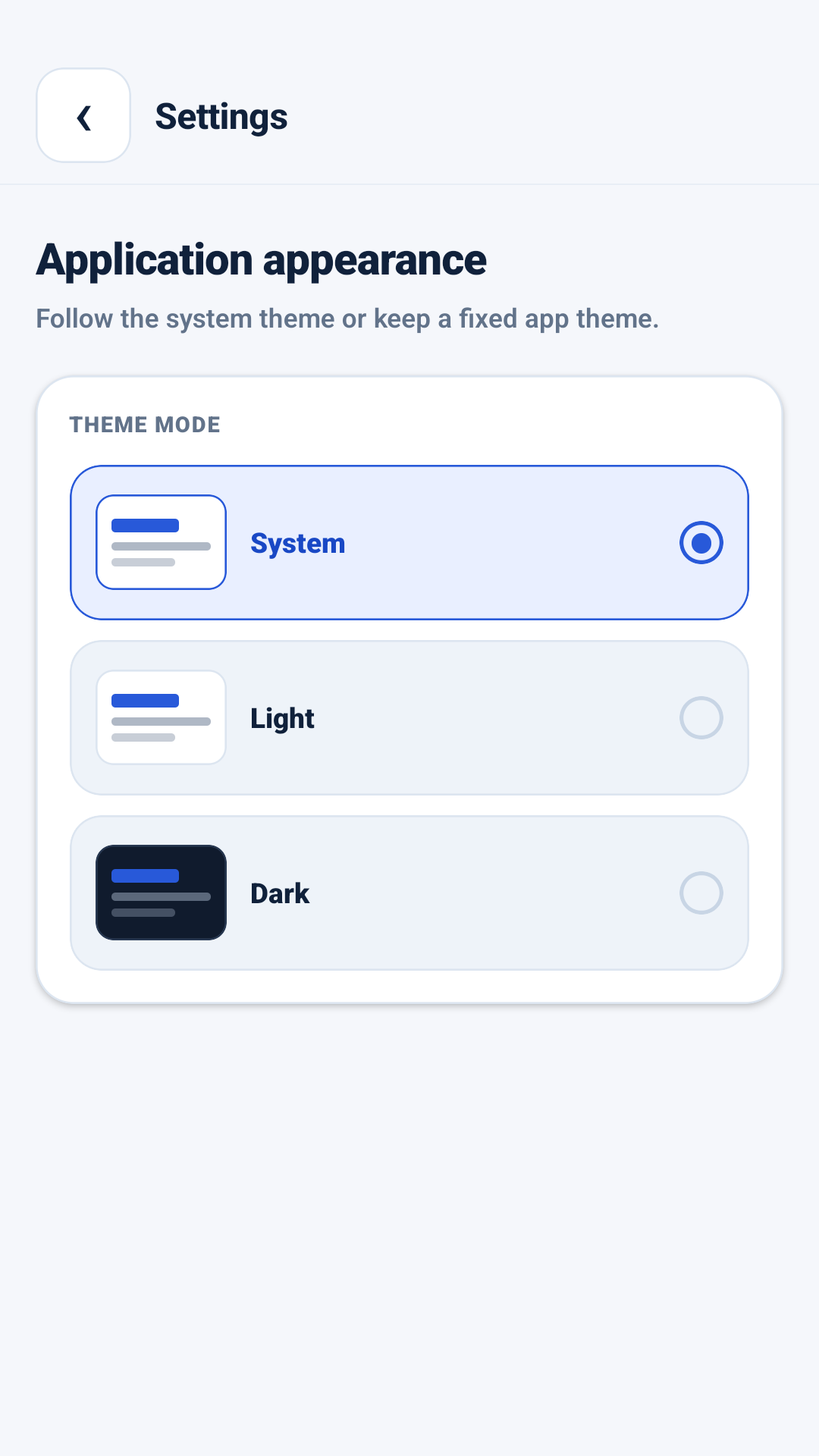 Setările temei AppMetrica Viewer