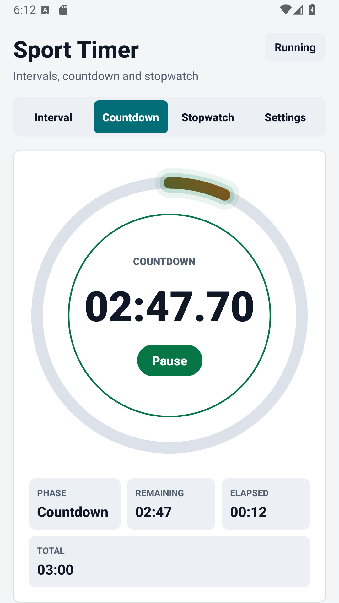 Ecran de numărătoare inversă Sport Timer
