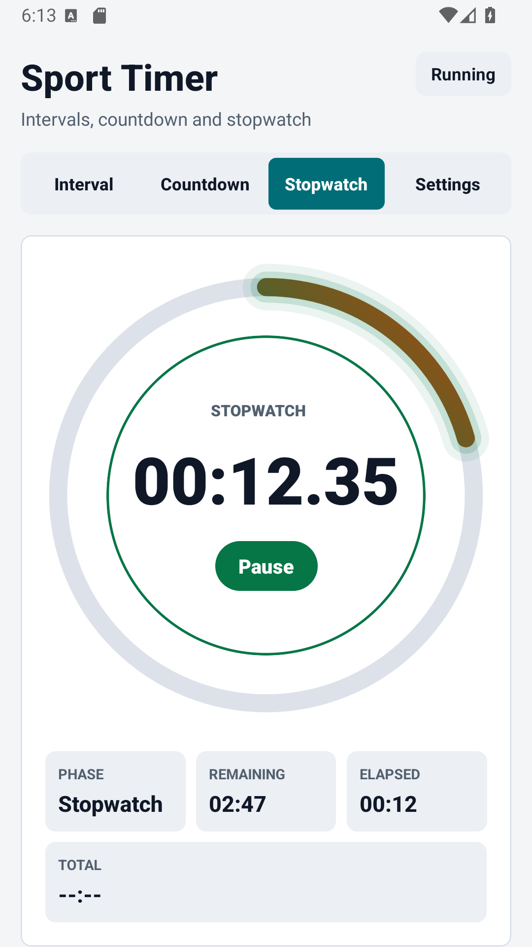 Ecran cronometru Sport Timer cu ture
